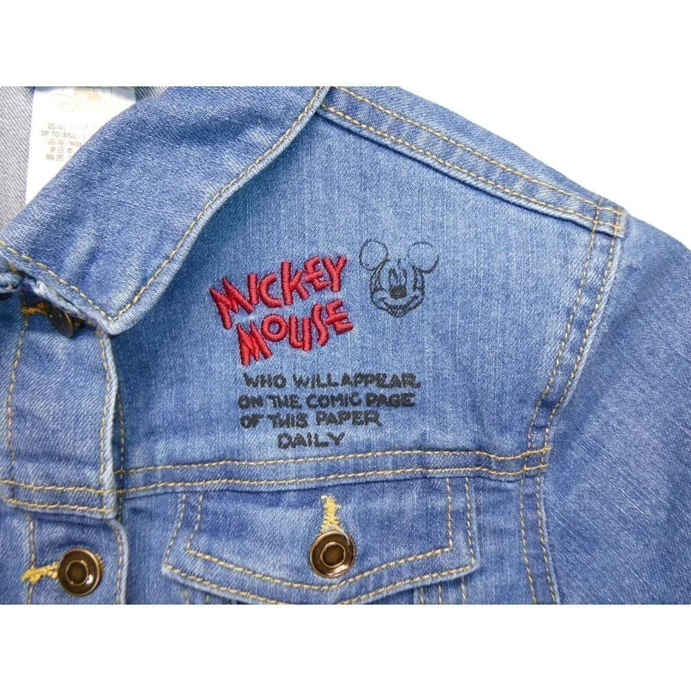 Disney Brand Original Mickey Mouse Denim Jacket Embroidered Size 5/6‎ Unisex